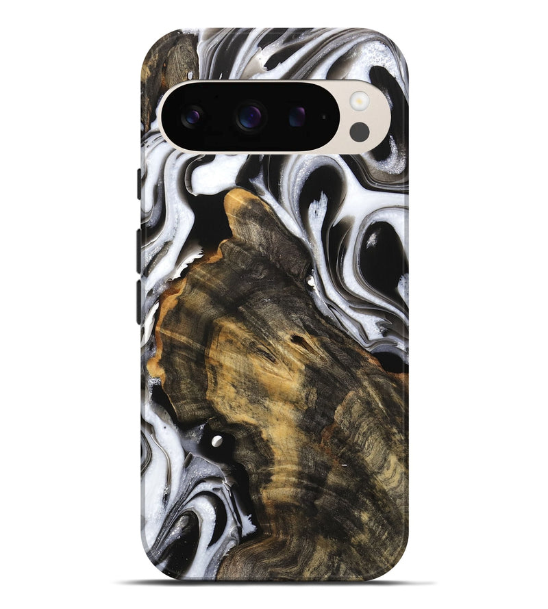 Pixel 9 Pro XL Wood Live Edge Phone Case - Samatha (Black & White, 736519)