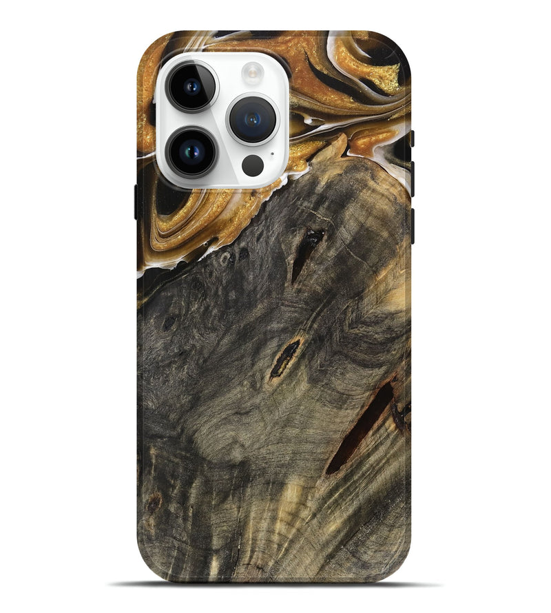 iPhone 15 Pro Max Wood Live Edge Phone Case - Teodora (Black & White, 736520)
