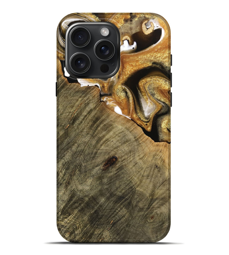 iPhone 16 Pro Max Wood Live Edge Phone Case - Stacey (Black & White, 736522)