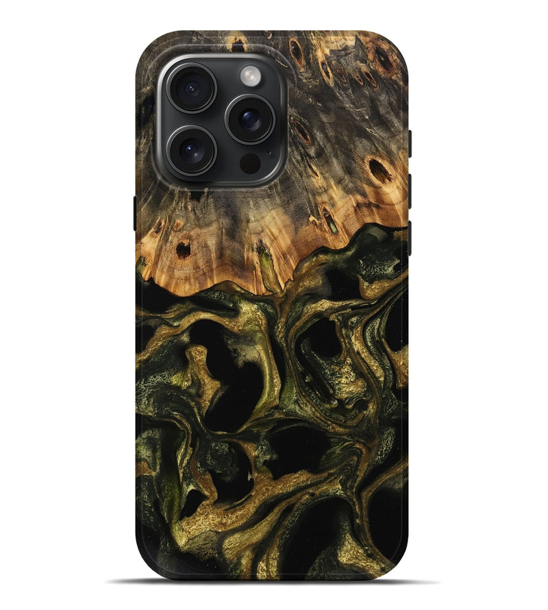 iPhone 16 Pro Max Wood Live Edge Phone Case - Myranda (Green, 736530)