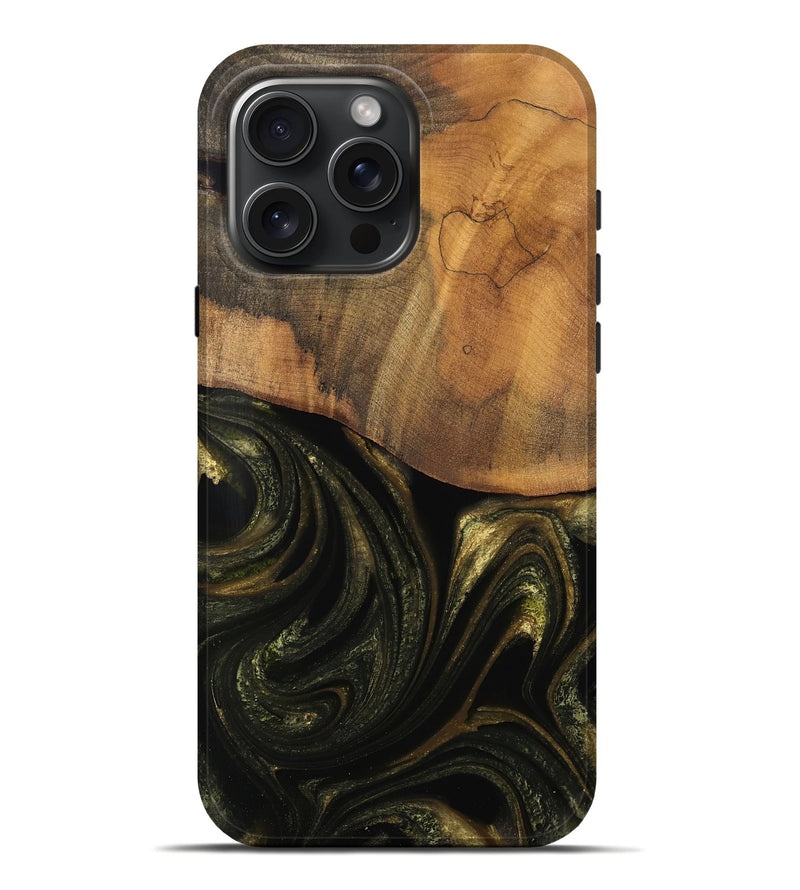 iPhone 16 Pro Max Wood Live Edge Phone Case - Grayce (Green, 736531)