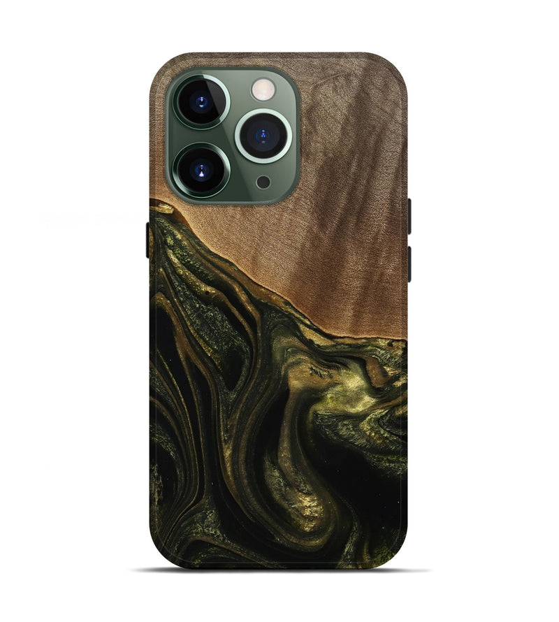 iPhone 13 Pro Wood Live Edge Phone Case - Charo (Green, 736532)