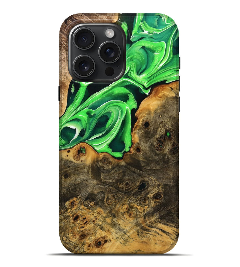 iPhone 16 Pro Max Wood Live Edge Phone Case - Allyson (Green, 736533)