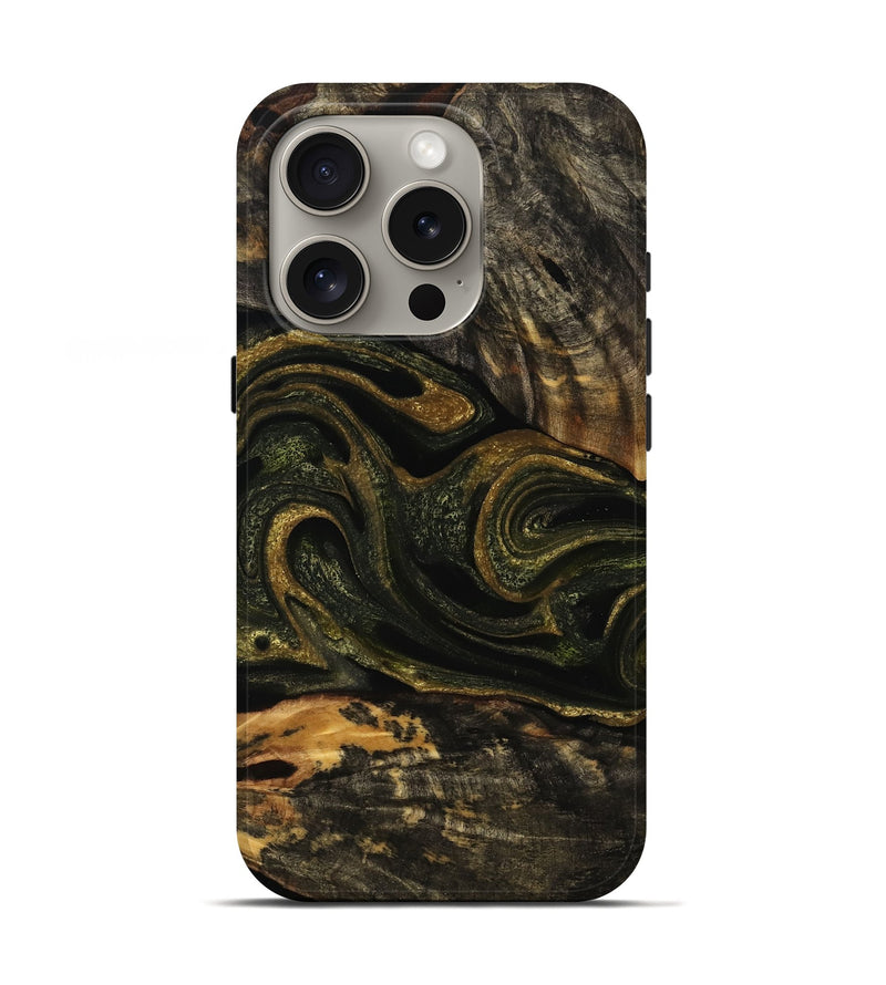 iPhone 16 Pro Wood Live Edge Phone Case - Renny (Green, 736534)