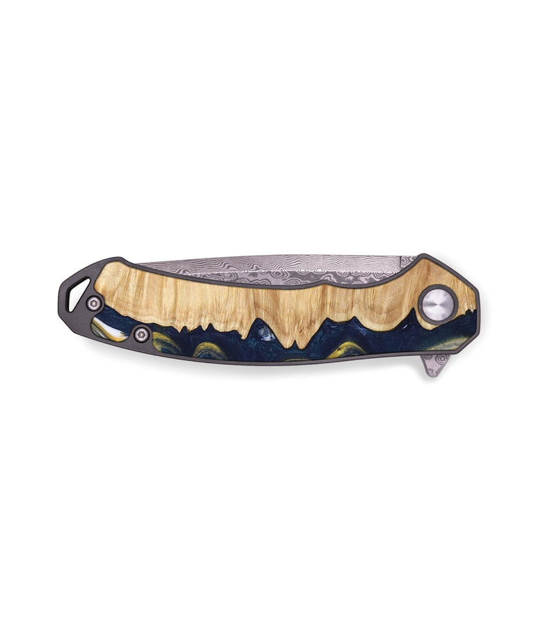 EDC Wood Pocket Knife - Arla (Teal & Gold, 736918)