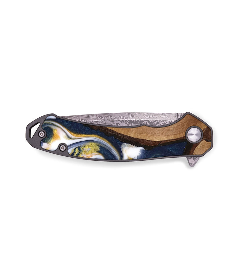 EDC Wood Pocket Knife - Sarrah (Teal & Gold, 736985)