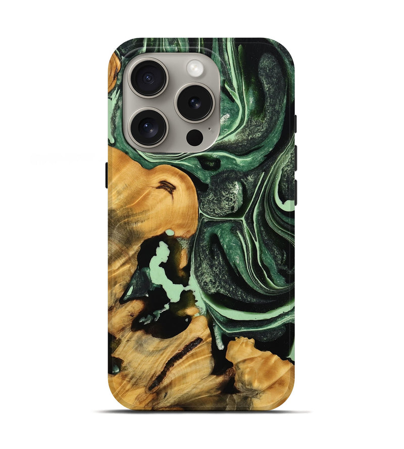 iPhone 16 Pro Wood Live Edge Phone Case - Braylon (Green, 737327)