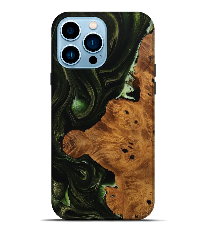 iPhone 14 Pro Max Wood Live Edge Phone Case - Grady (Green, 737328)