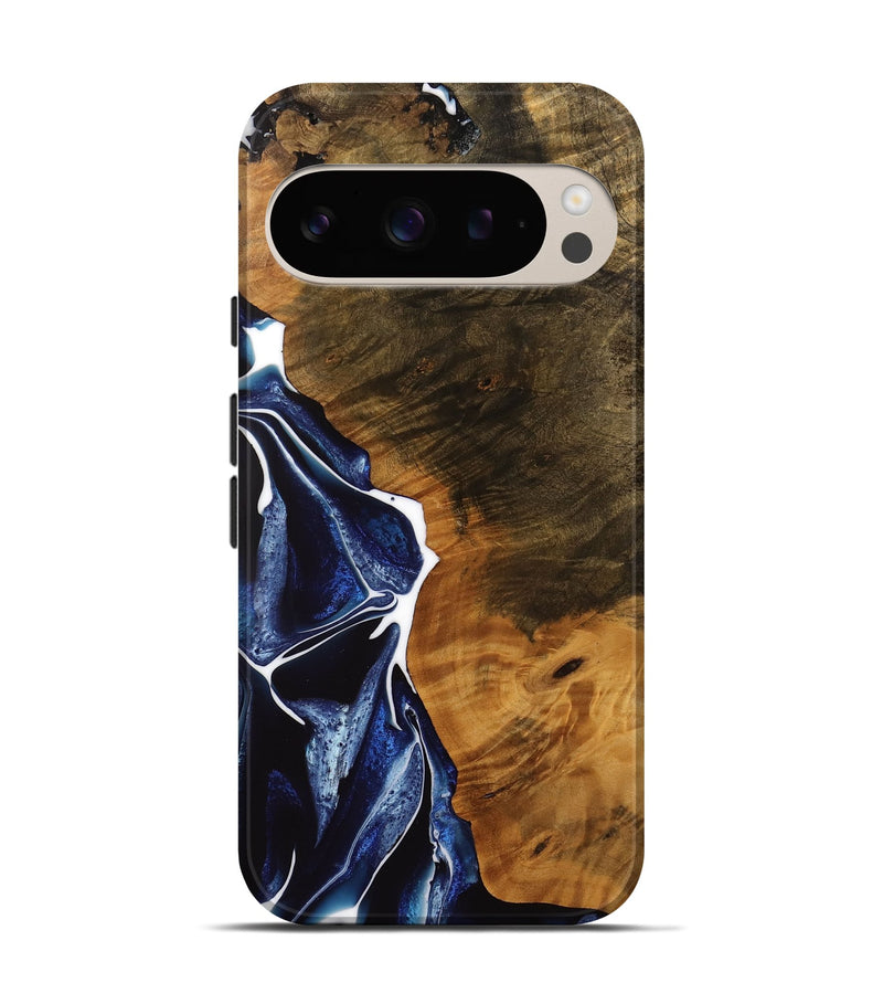 Pixel 9 Pro Wood Live Edge Phone Case - Zainab (Blue, 737337)