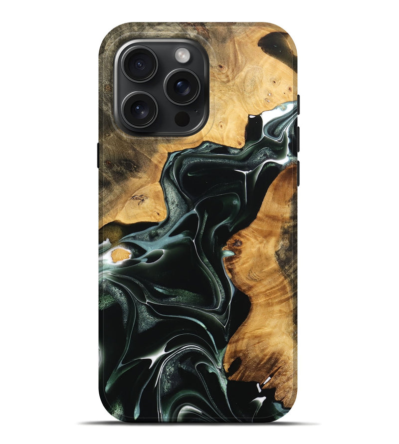 iPhone 16 Pro Max Wood Live Edge Phone Case - Caitlin (Green, 737340)