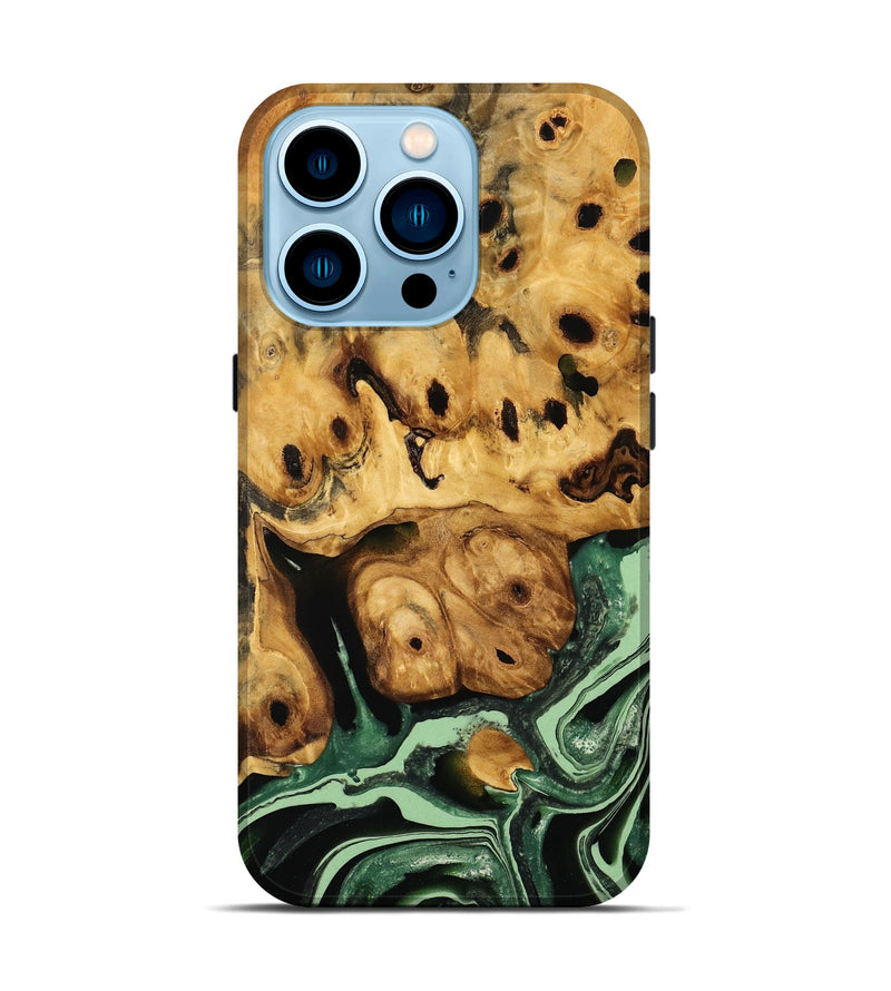 iPhone 14 Pro Wood Live Edge Phone Case - Danny (Green, 737342)