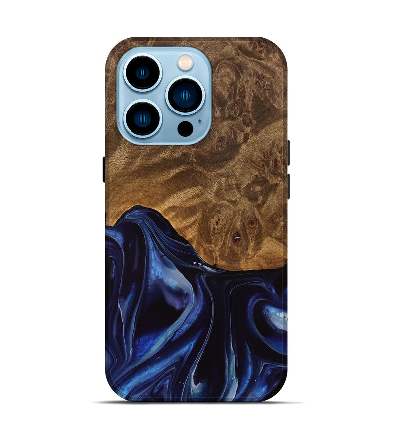 iPhone 14 Pro Wood Live Edge Phone Case - Brody (Blue, 737352)