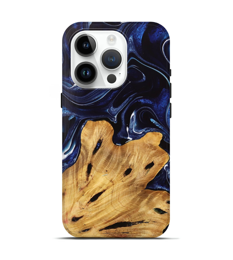 iPhone 15 Pro Wood Live Edge Phone Case - Oluso (Blue, 737353)