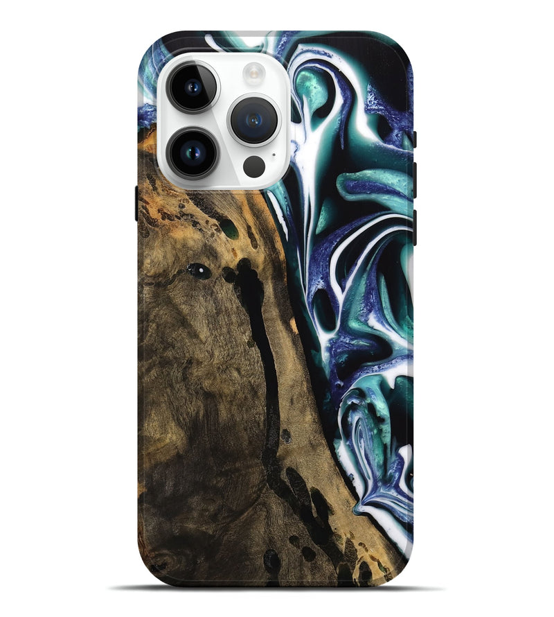 iPhone 15 Pro Max Wood Live Edge Phone Case - Orlin (Blue, 737357)
