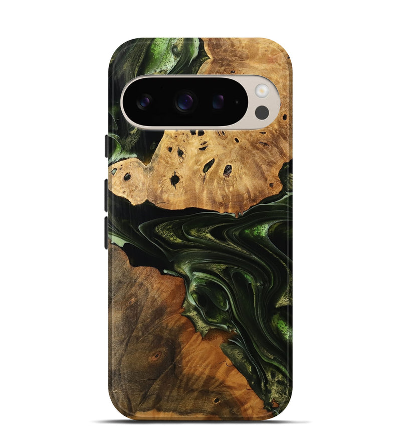Pixel 9 Pro Wood Live Edge Phone Case - Ruthi (Green, 737358)