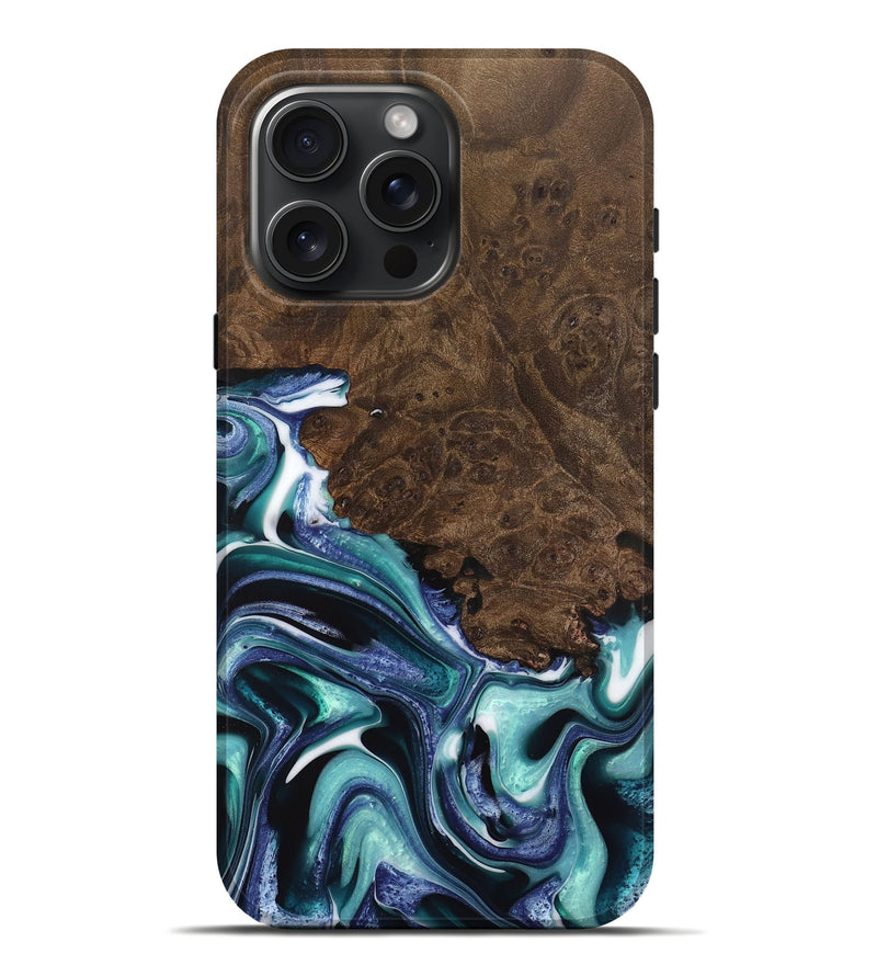 iPhone 16 Pro Max Wood Live Edge Phone Case - Kathy (Blue, 737361)