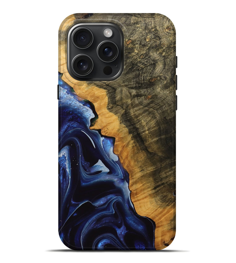 iPhone 16 Pro Max Wood Live Edge Phone Case - Carlyn (Blue, 737366)