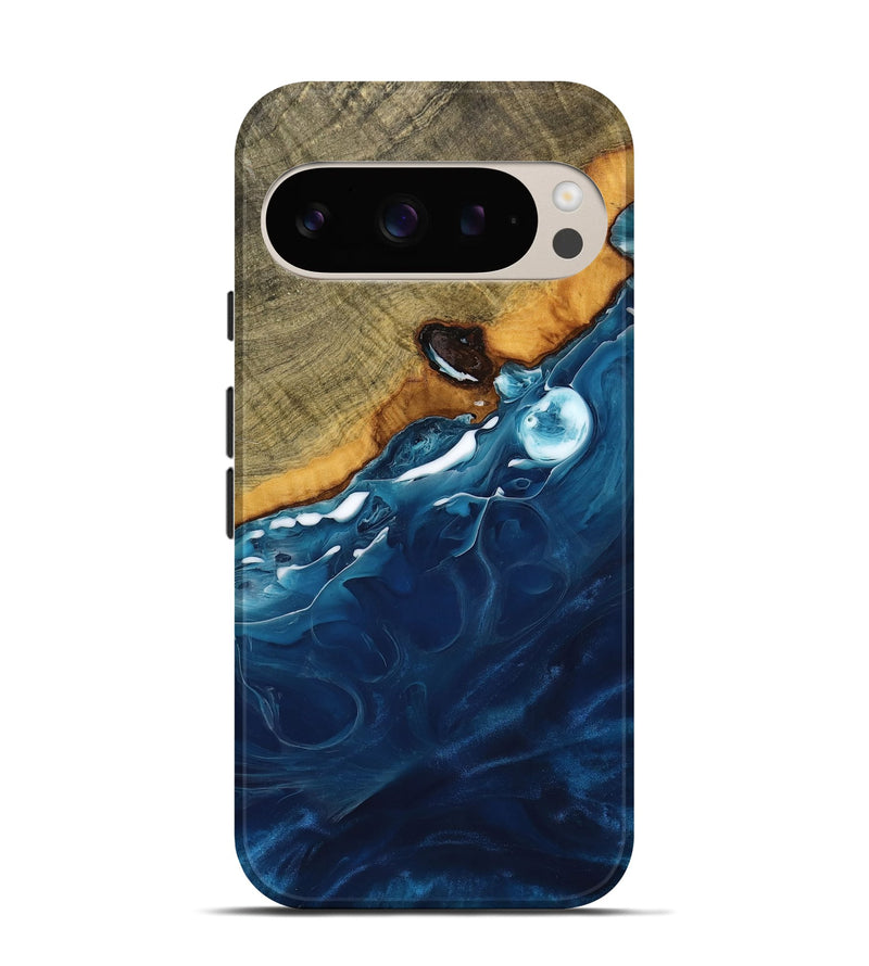 Pixel 9 Pro Wood Live Edge Phone Case - Elwood (Blue, 737683)