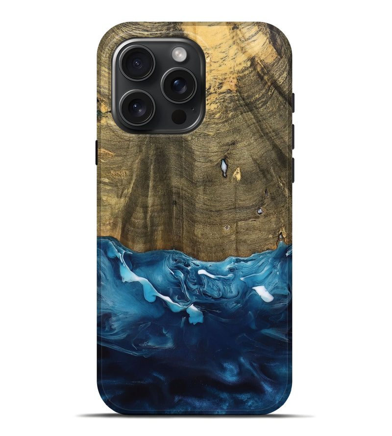 iPhone 16 Pro Max Wood Live Edge Phone Case - Lynwood (Blue, 737684)