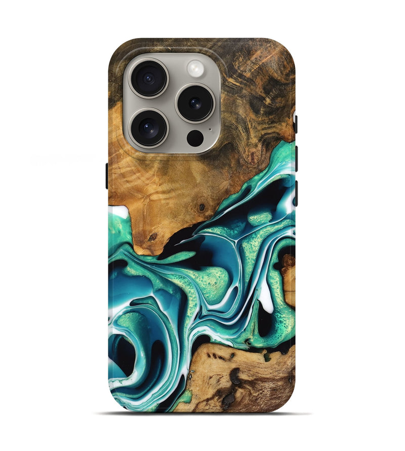 iPhone 16 Pro Wood Live Edge Phone Case - Gennie (Green, 737693)
