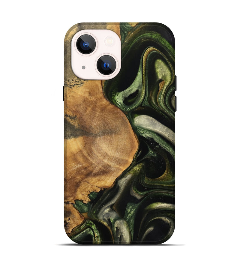 iPhone 14 Wood Live Edge Phone Case - Krystal (Green, 737756)