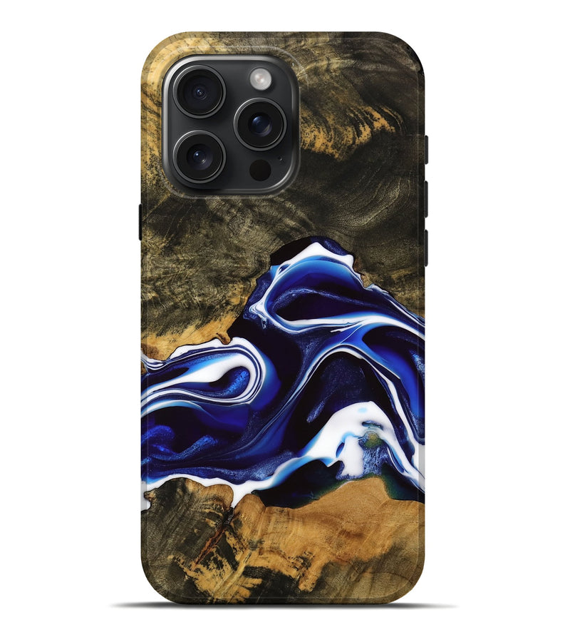 iPhone 16 Pro Max Wood Live Edge Phone Case - Hartley (Blue, 737935)