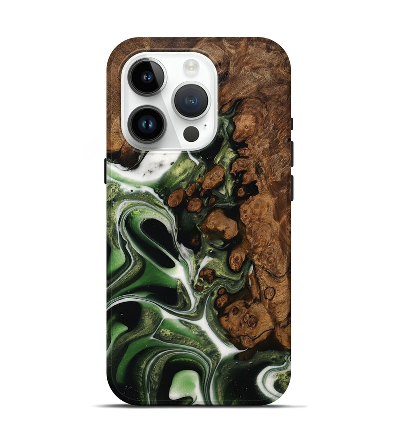 iPhone 15 Pro Wood Live Edge Phone Case - Skippy (Green, 737936)