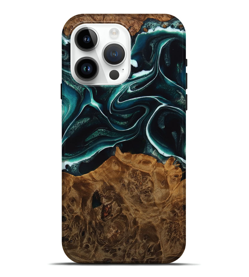 iPhone 15 Pro Max Wood Live Edge Phone Case - Luisa (Green, 737937)