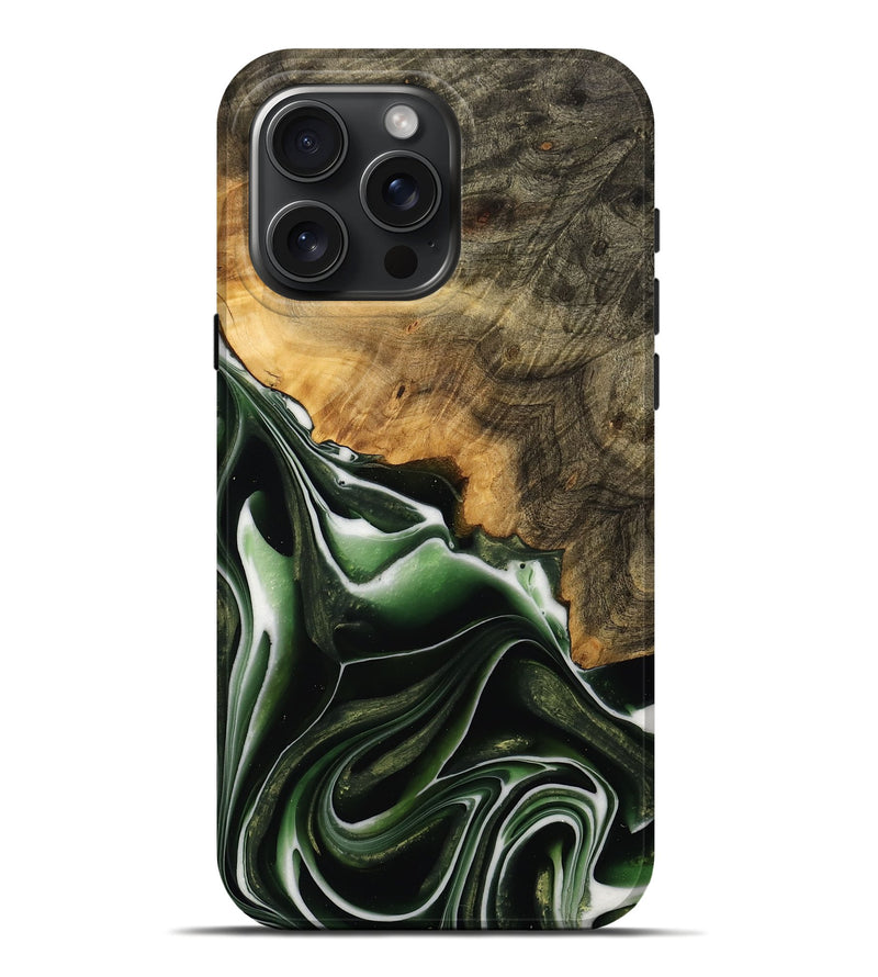 iPhone 16 Pro Max Wood Live Edge Phone Case - Merdia (Green, 737938)
