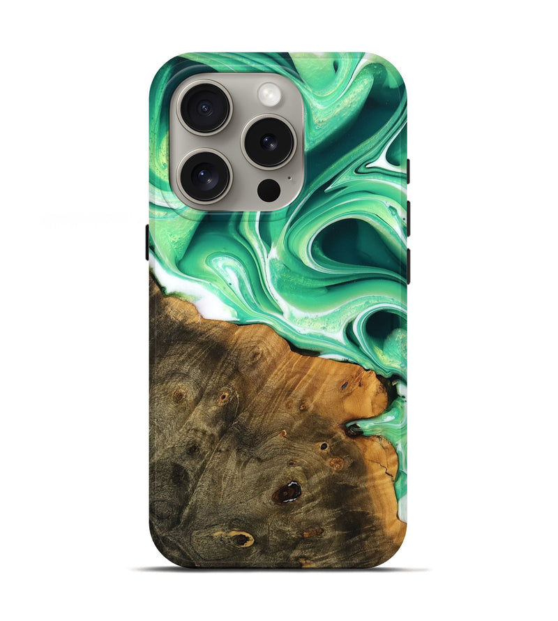 iPhone 16 Pro Wood Live Edge Phone Case - Alayne (Green, 737939)