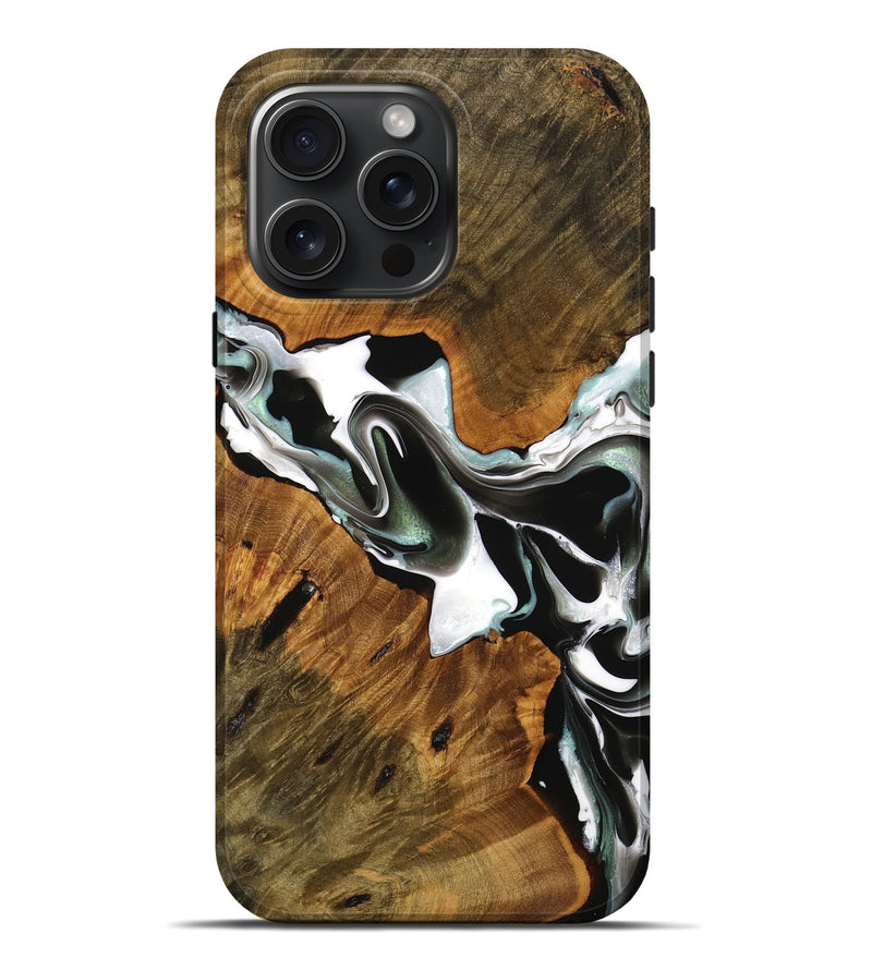 iPhone 16 Pro Max Wood Live Edge Phone Case - Eldred (Black & White, 737942)