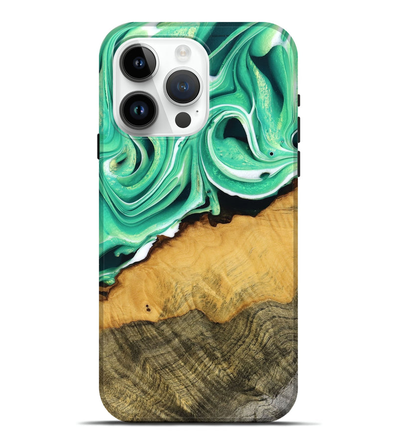 iPhone 15 Pro Max Wood Live Edge Phone Case - Liliana (Green, 737948)