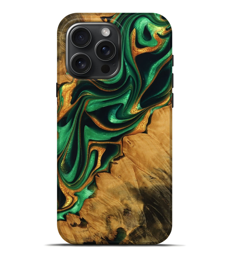iPhone 16 Pro Max Wood Live Edge Phone Case - Manford (Green, 737960)