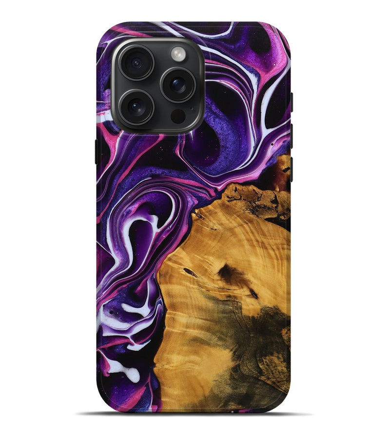 iPhone 16 Pro Max Wood Live Edge Phone Case - Letitia (Purple, 738048)