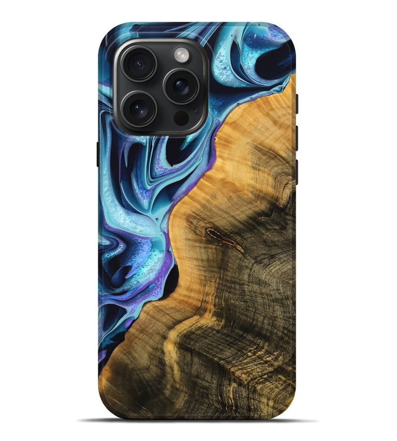 iPhone 16 Pro Max Wood Live Edge Phone Case - Onette (Blue, 738054)