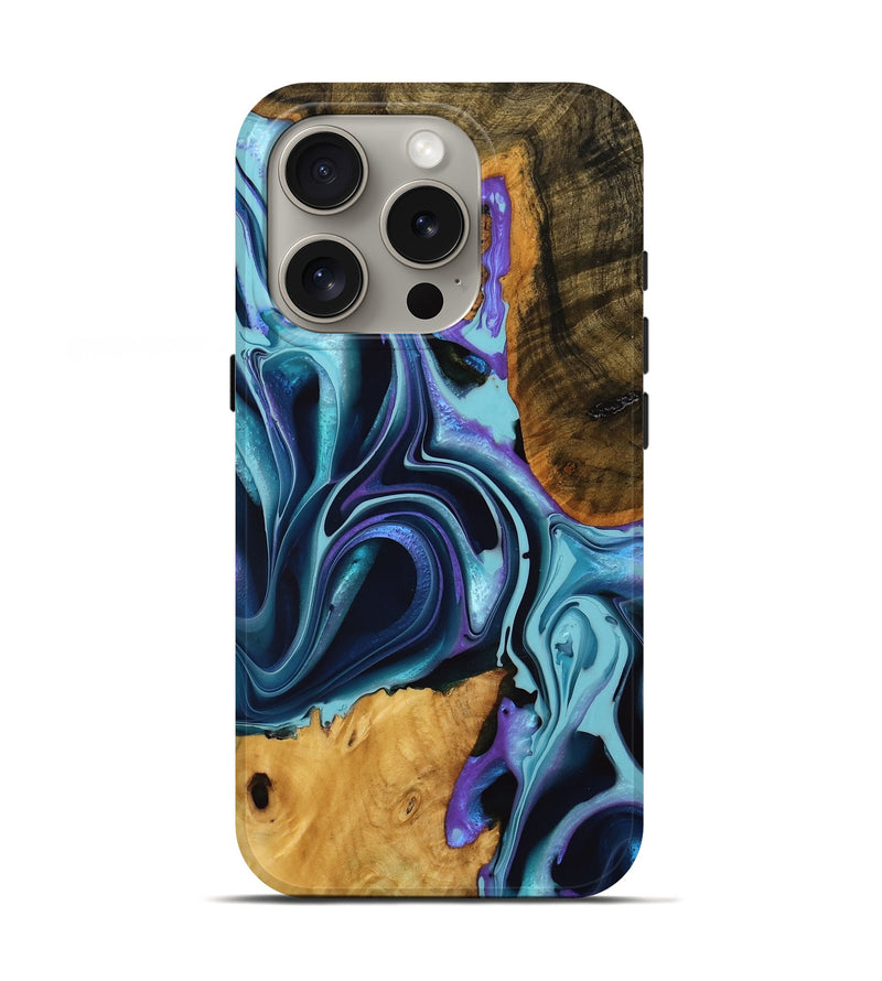 iPhone 16 Pro Wood Live Edge Phone Case - Deloria (Purple, 738058)