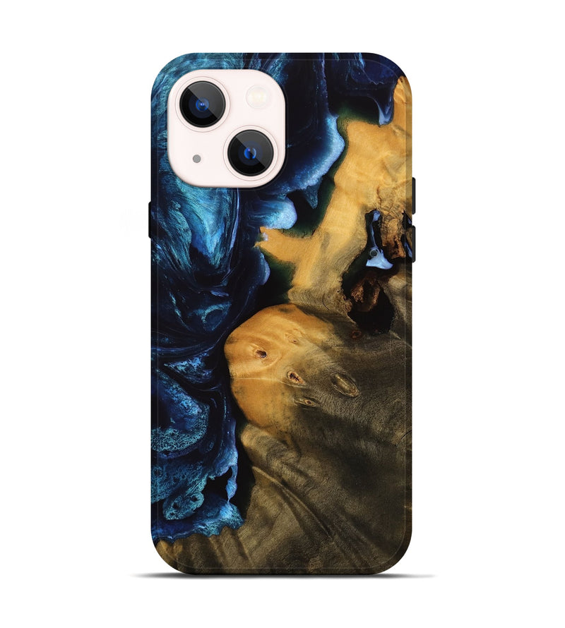 iPhone 14 Wood Live Edge Phone Case - Atlas (Blue, 738746)
