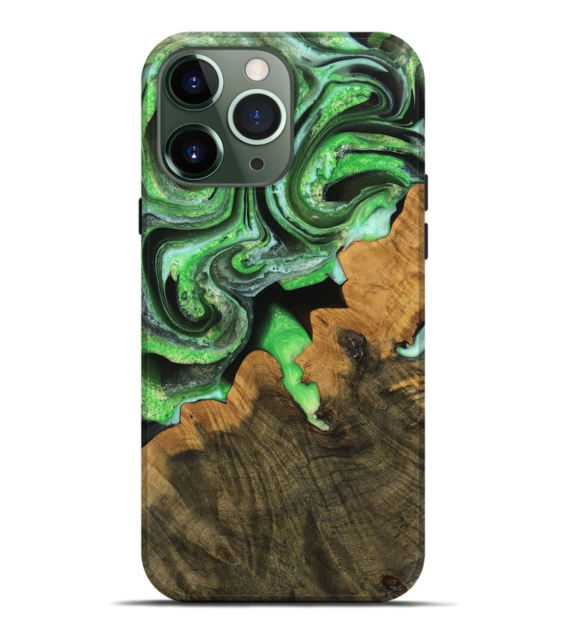 iPhone 13 Pro Max Wood Live Edge Phone Case - Liliane (Green, 738748)