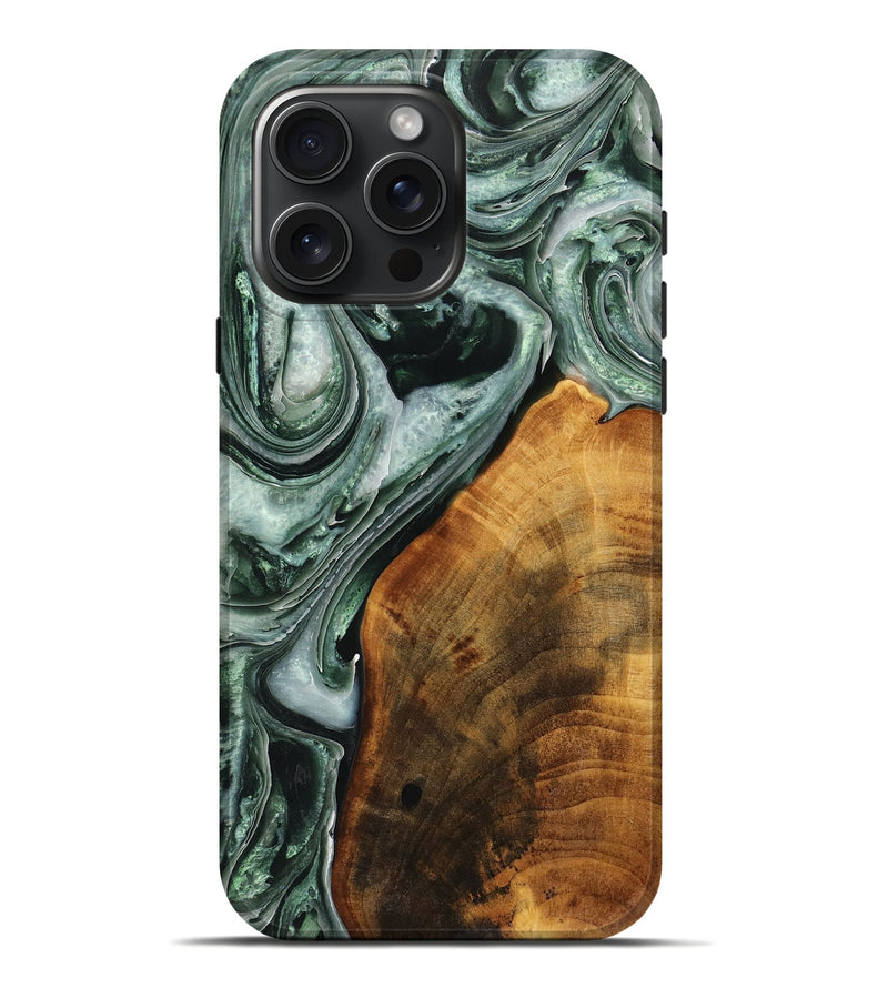iPhone 16 Pro Max Wood Live Edge Phone Case - Qain (Green, 738749)