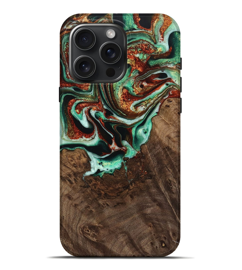 iPhone 16 Pro Max Wood Live Edge Phone Case - Markita (Green, 738755)