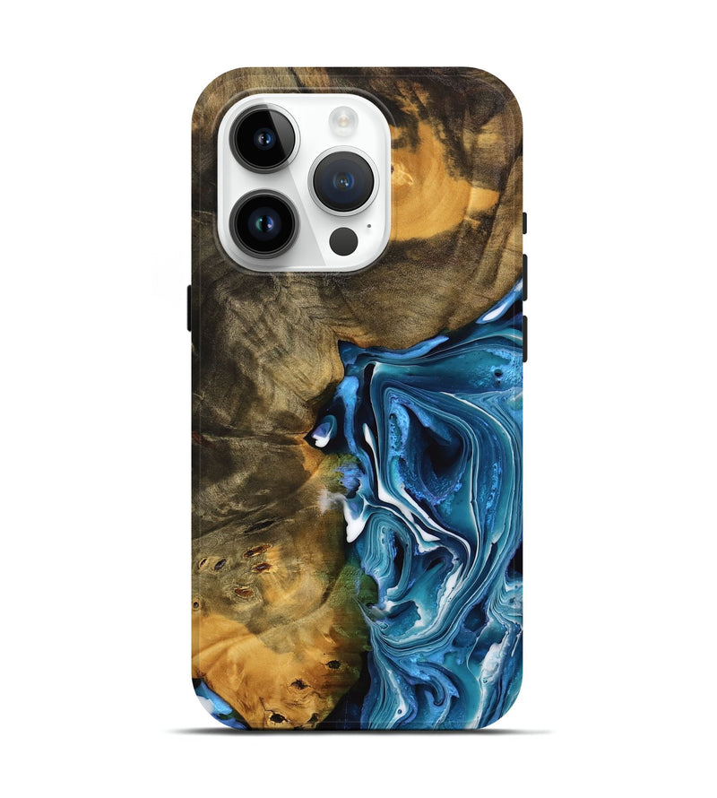 iPhone 15 Pro Wood Live Edge Phone Case - Sage (Blue, 738756)