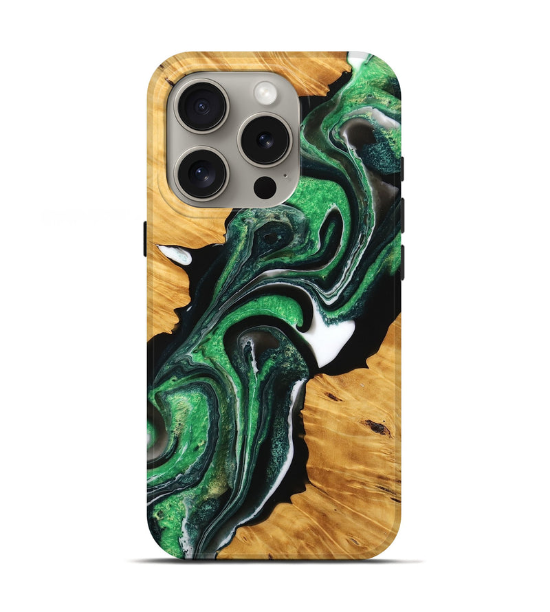 iPhone 16 Pro Wood Live Edge Phone Case - Dionis (Green, 738762)