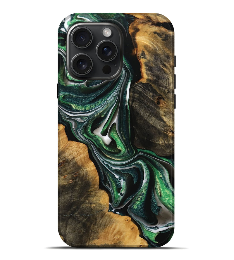 iPhone 16 Pro Max Wood Live Edge Phone Case - Jarret (Green, 738763)