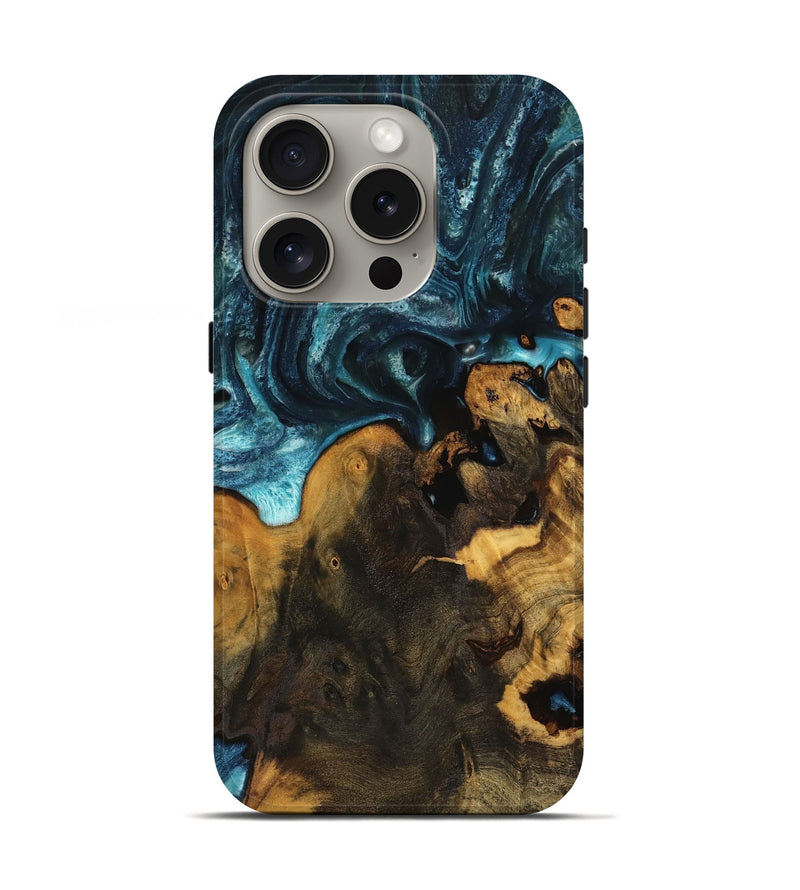 iPhone 16 Pro Wood Live Edge Phone Case - Erie (Blue, 738766)