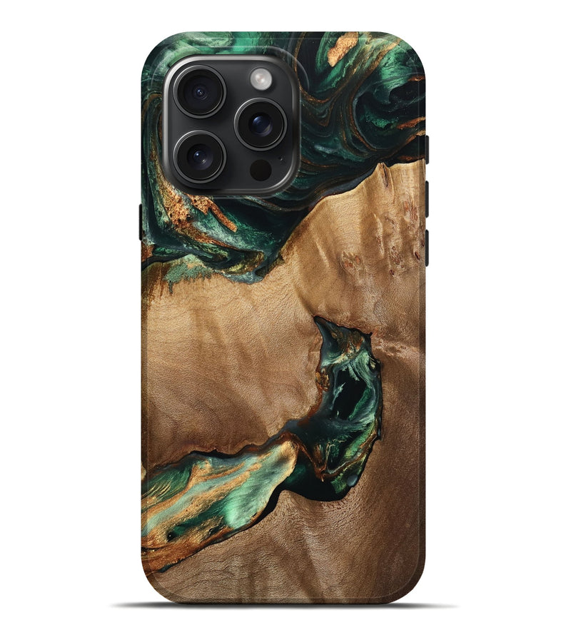 iPhone 16 Pro Max Wood Live Edge Phone Case - Pauline (Green, 738768)