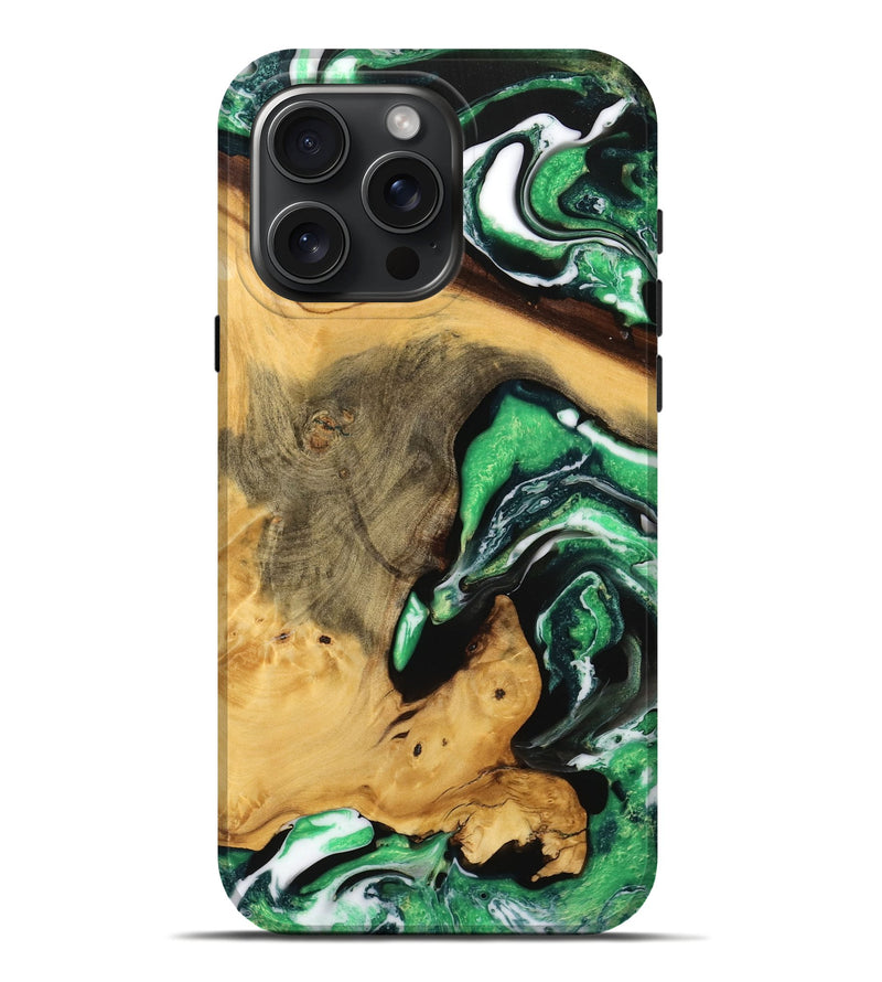 iPhone 16 Pro Max Wood Live Edge Phone Case - Brandie (Green, 738769)