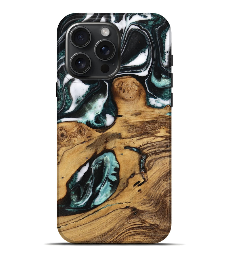iPhone 16 Pro Max Wood Live Edge Phone Case - Whitney (Green, 738771)