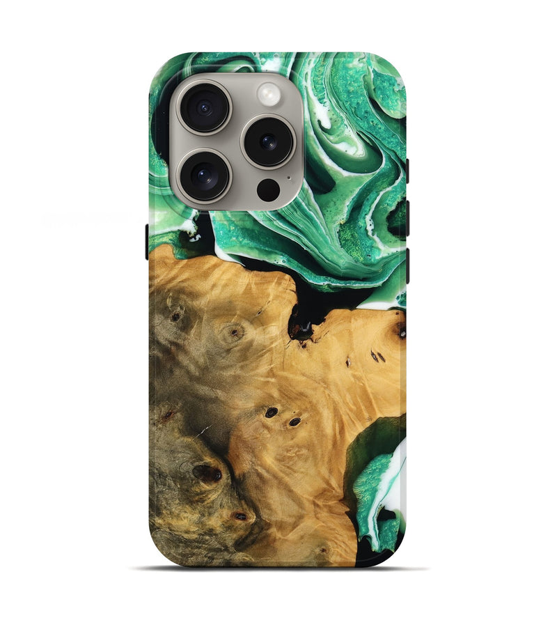 iPhone 16 Pro Wood Live Edge Phone Case - Surin (Green, 738773)
