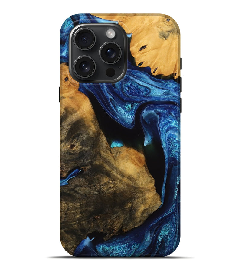 iPhone 16 Pro Max Wood Live Edge Phone Case - Hayes (Blue, 738777)