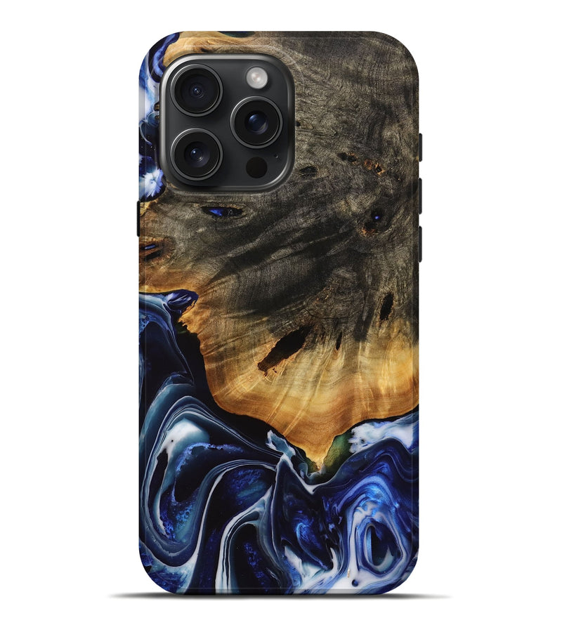 iPhone 16 Pro Max Wood Live Edge Phone Case - Sacto (Blue, 738781)
